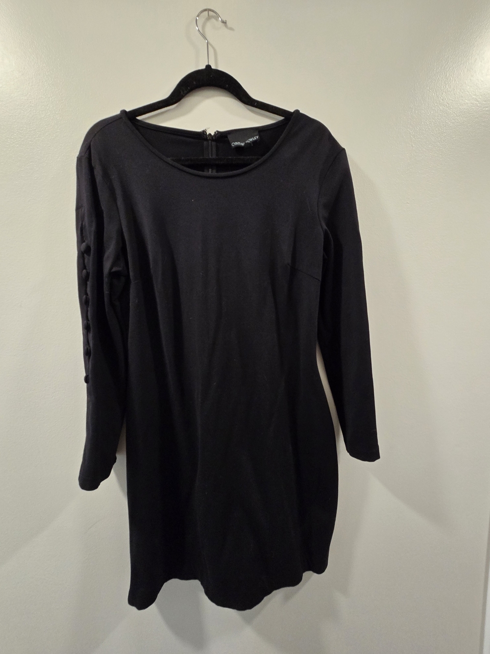 Cynthia Rowley Black Long-Sleeve Button-Detail Dress
